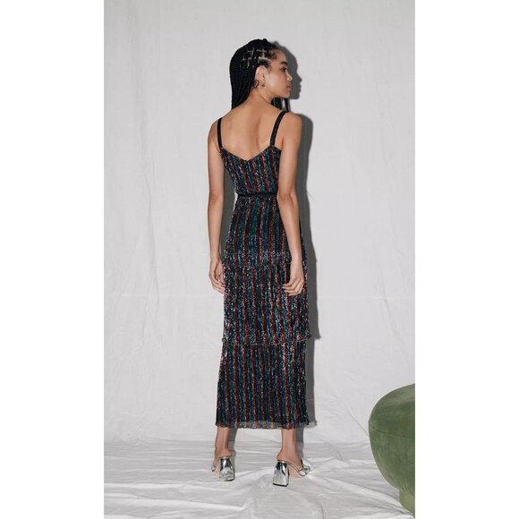 Saylor Aviva Dress in Rainbow Small New Womens Metallic Knit Midi - Picture 12 of 15